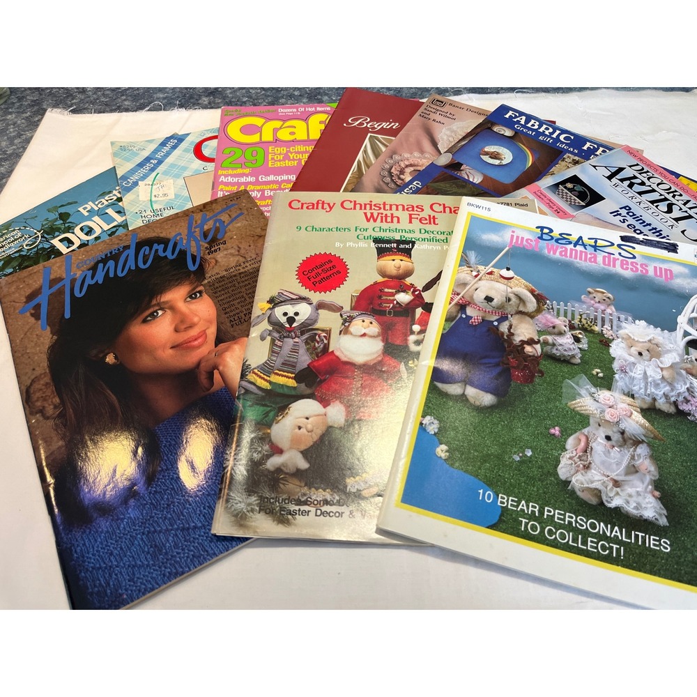 Vintage 80s Craft Magazine Lot Country Handcrafts Plastic Canvas Christmas Felt